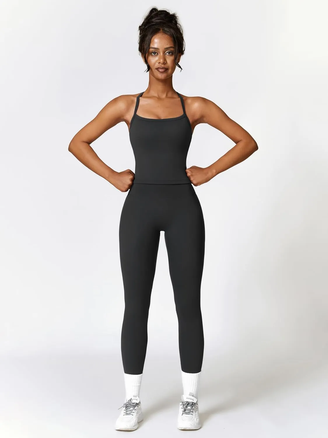 2 Piece Workout Sets for Women High Waisted Seamless Butt Lifting Leggings Gym Yoga Outfit Stretchy Sports Bra Set