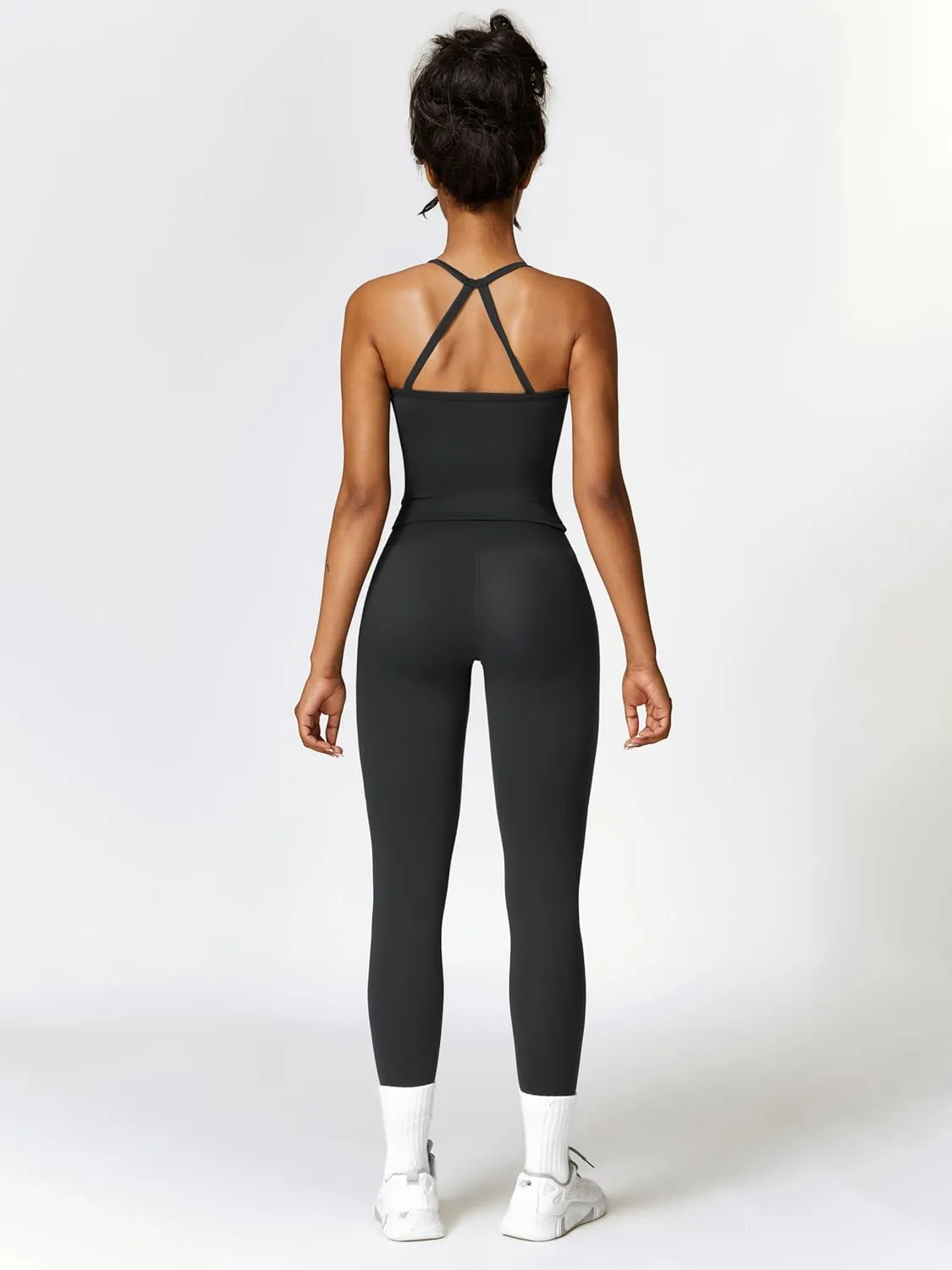2 Piece Workout Sets for Women High Waisted Seamless Butt Lifting Leggings Gym Yoga Outfit Stretchy Sports Bra Set