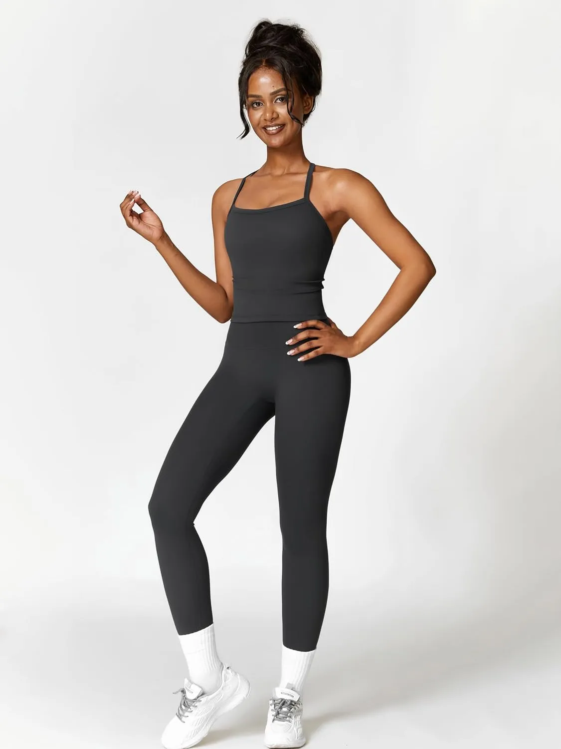 2 Piece Workout Sets for Women High Waisted Seamless Butt Lifting Leggings Gym Yoga Outfit Stretchy Sports Bra Set