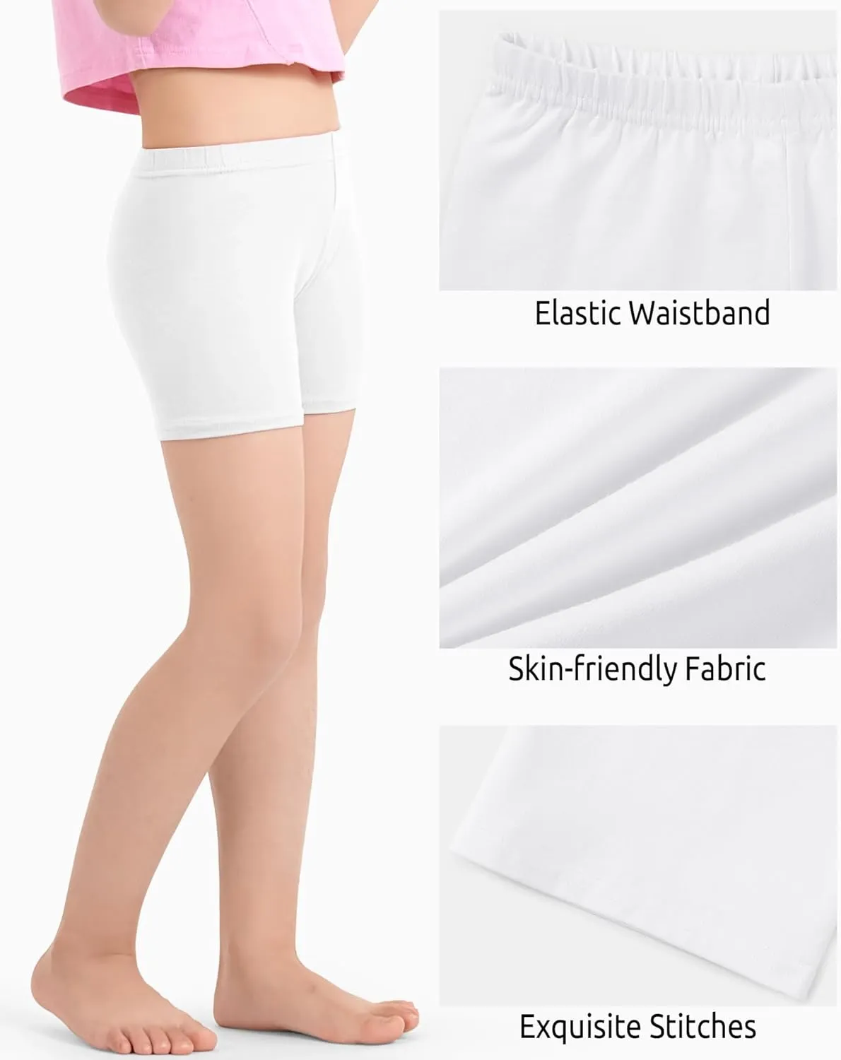 3 Pack Girls Bike Shorts Cartwheel Shorts Kids Basic Cotton Under Dress Shorts Biker Shorts for Running Dance