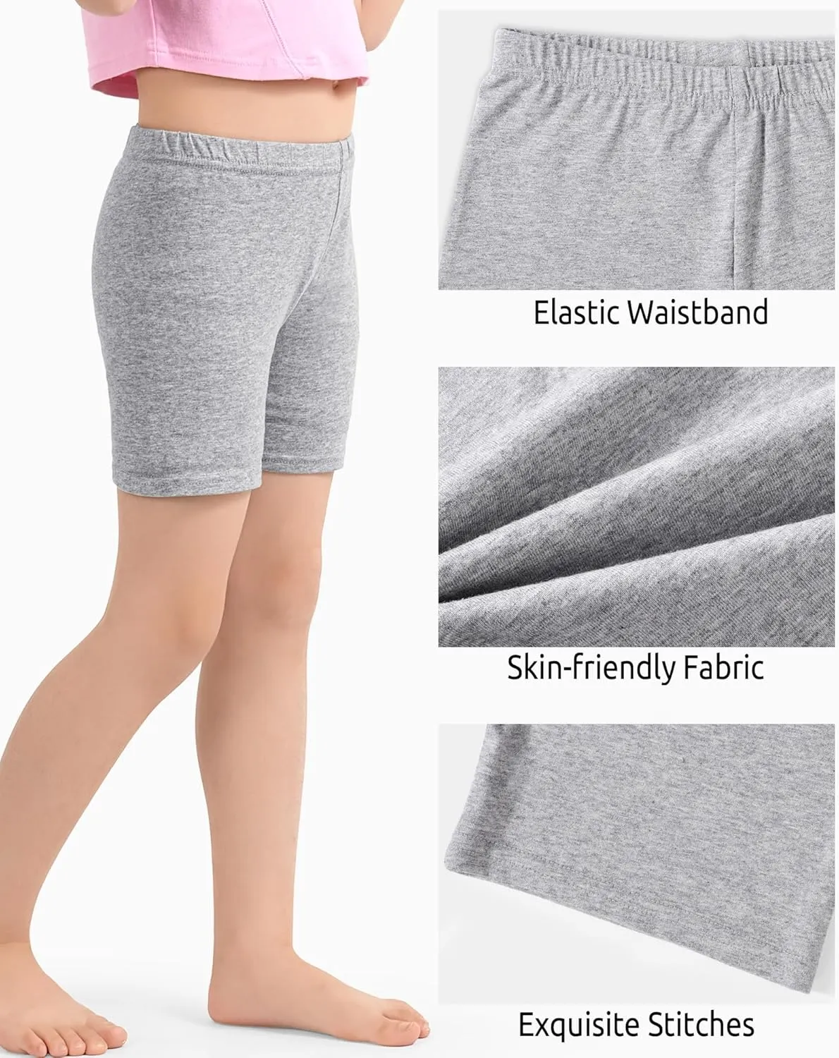 3 Pack Girls Bike Shorts Cartwheel Shorts Kids Basic Cotton Under Dress Shorts Biker Shorts for Running Dance