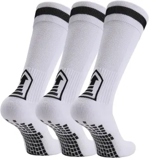 3 Pairs Kids Soccer Socks with Grip Knee High Anti Slip Football Basketball Socks for 8-14 Years Boys Girls