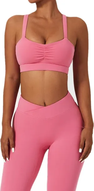 ABOCIW Women's Workout Sets 2 Piece Cross Waist High Waist Leggings Strappy Sport Bra Exercise Gym Yoga Outfits