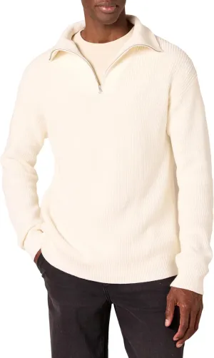 Amazon Essentials Men's Quarter-Zip Rib-Knit Relaxed-Fit Sweater