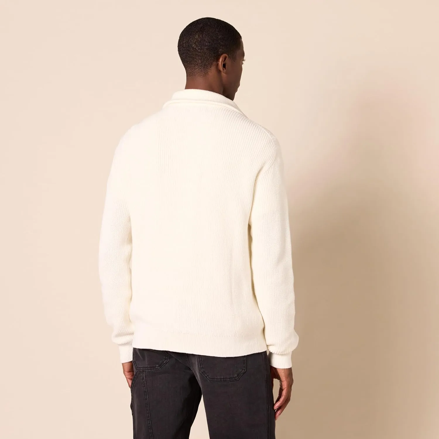 Amazon Essentials Men's Quarter-Zip Rib-Knit Relaxed-Fit Sweater