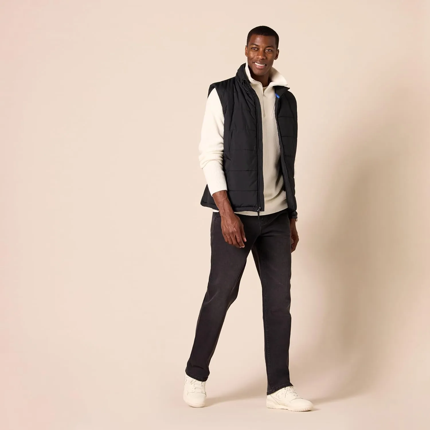 Amazon Essentials Men's Quarter-Zip Rib-Knit Relaxed-Fit Sweater
