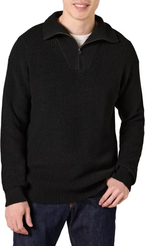 Amazon Essentials Men's Quarter-Zip Rib-Knit Relaxed-Fit Sweater