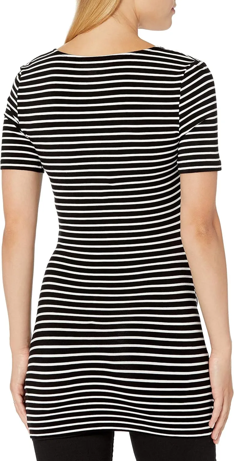 Amazon Essentials Women's Maternity Short-Sleeve Rouched Scoopneck T-Shirt, Pack of 2