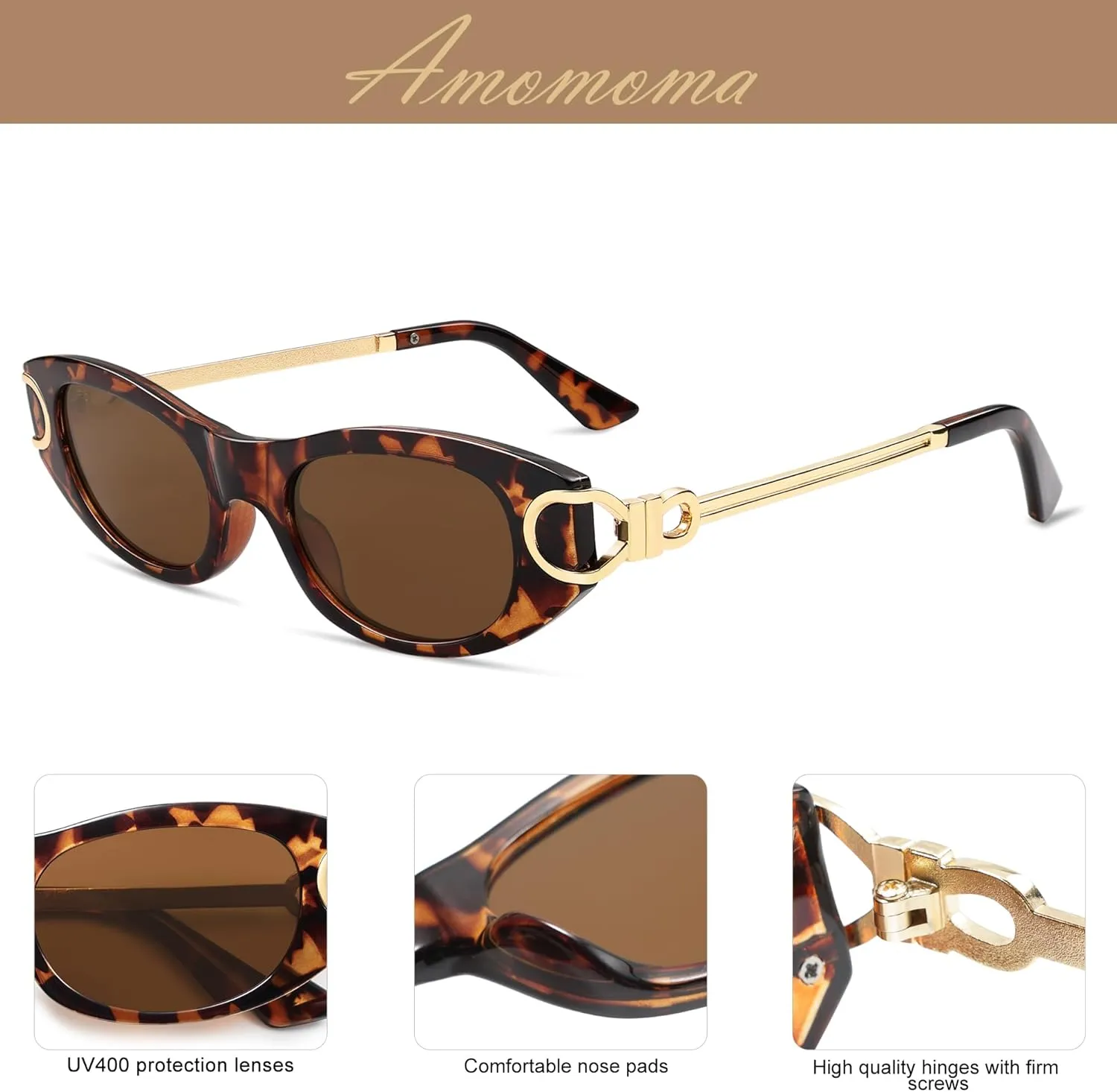 AMOMOMA Retro Oval Sunglasses for Womens Trendy Vintage Cat Eye Sunglasses 2024 AM6642