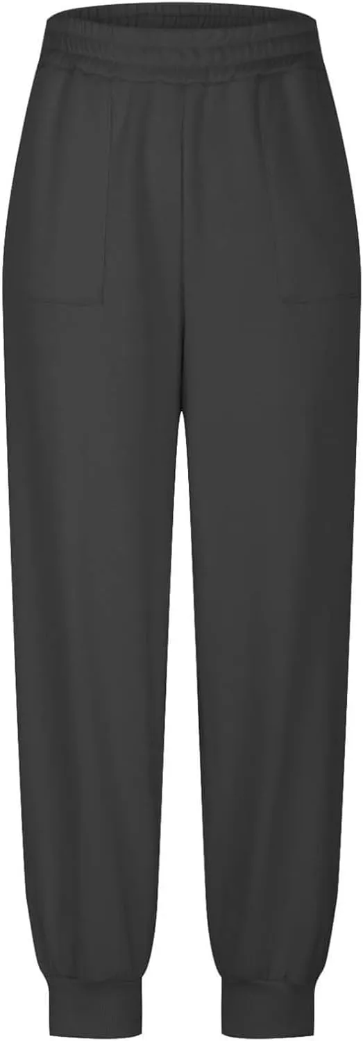 Baggy Fleece Joggers for Women Cozy Soft High Waisted Sweatpants with Pockets Elastic Waist Athletic Pants