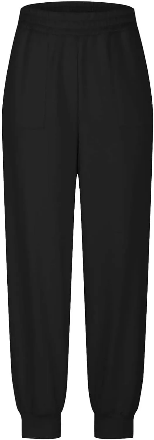 Baggy Fleece Joggers for Women Cozy Soft High Waisted Sweatpants with Pockets Elastic Waist Athletic Pants
