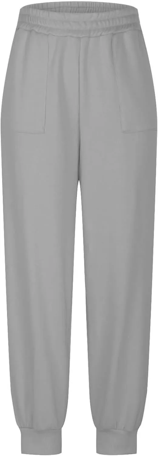 Baggy Fleece Joggers for Women Cozy Soft High Waisted Sweatpants with Pockets Elastic Waist Athletic Pants