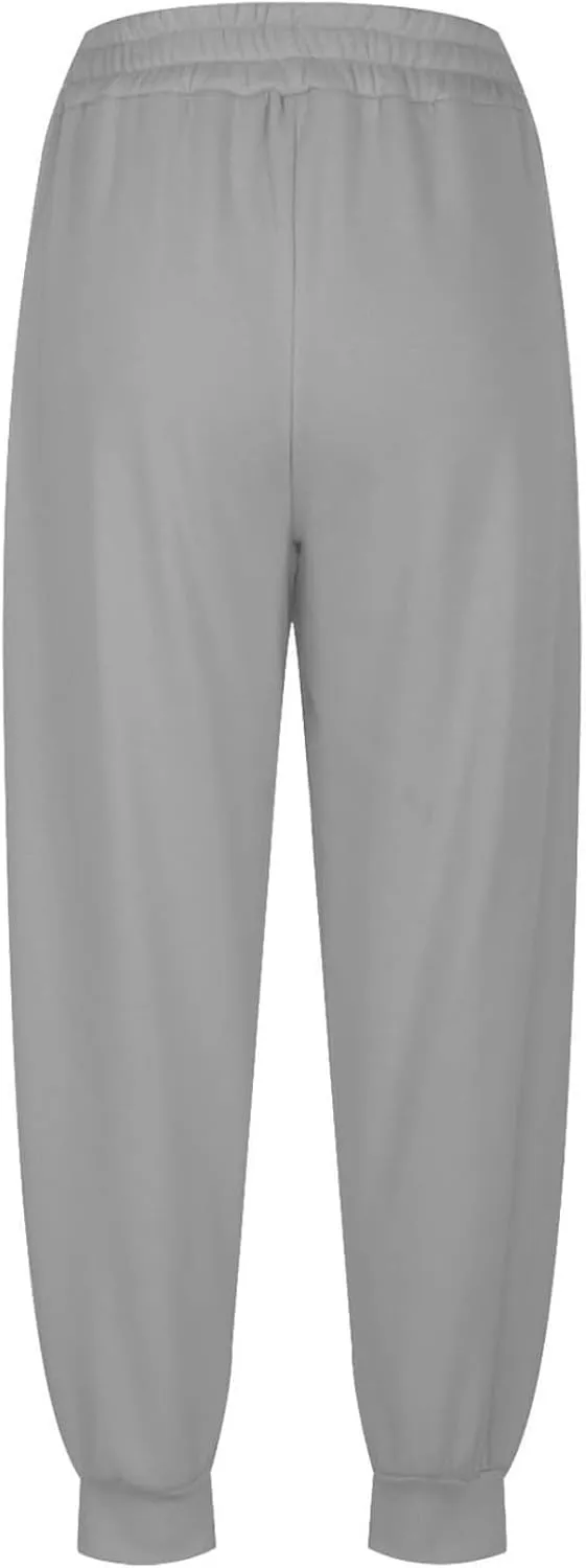 Baggy Fleece Joggers for Women Cozy Soft High Waisted Sweatpants with Pockets Elastic Waist Athletic Pants