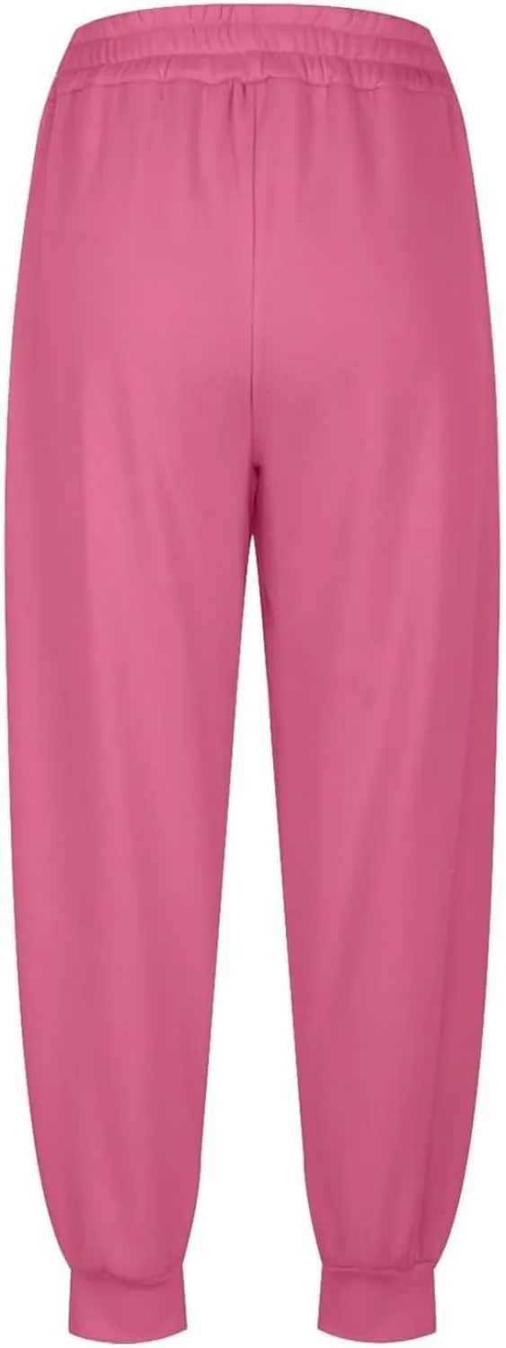 Baggy Fleece Joggers for Women Cozy Soft High Waisted Sweatpants with Pockets Elastic Waist Athletic Pants