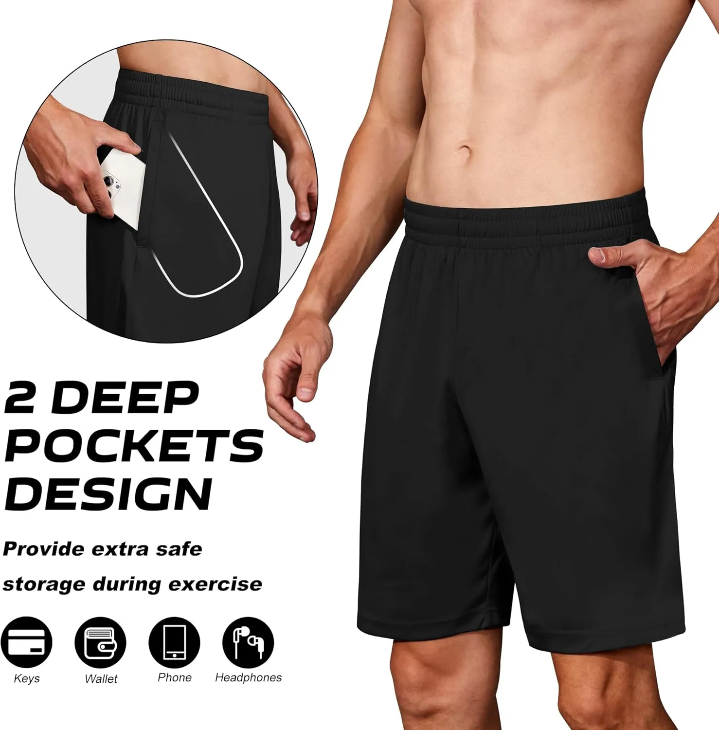 BALENNZ Mens Shorts Basketball Workout Gym Shorts Men with Pockets Mens Athletic Shorts Quick Dry Running Shorts for Men