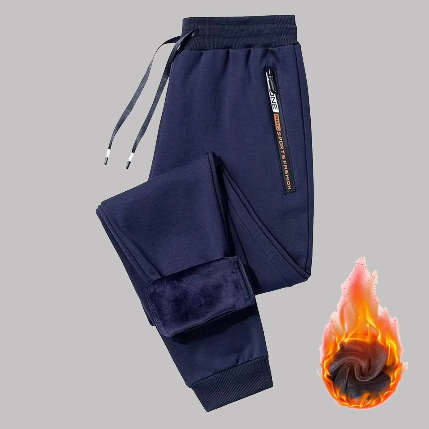 BIFUTON Fleece Lined Pants Men,Men's Winter Fleece Pants Sherpa Lined Sweatpants Drawstring Running Jogger Pants with Pockets