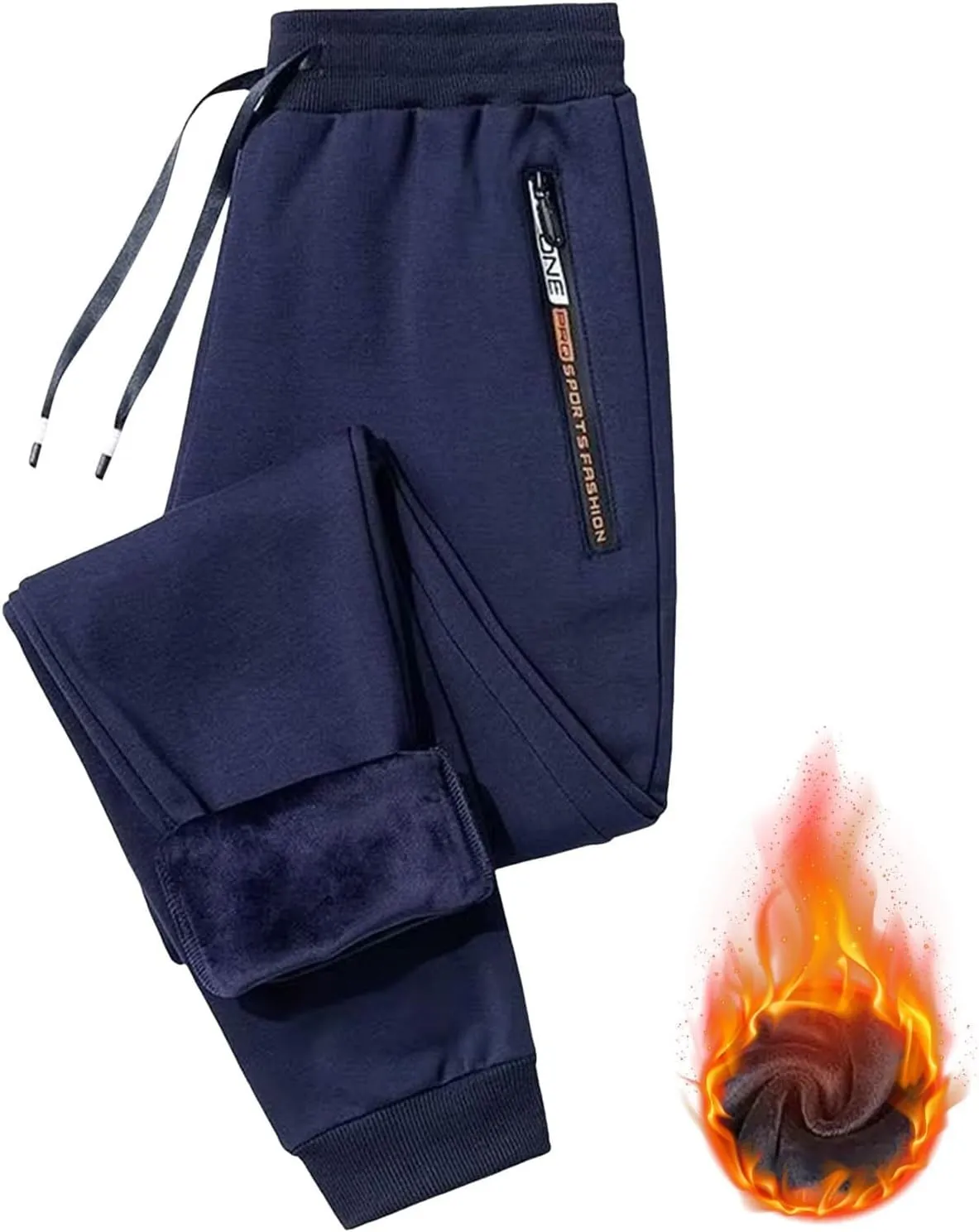 BIFUTON Fleece Lined Pants Men,Men's Winter Fleece Pants Sherpa Lined Sweatpants Drawstring Running Jogger Pants with Pockets