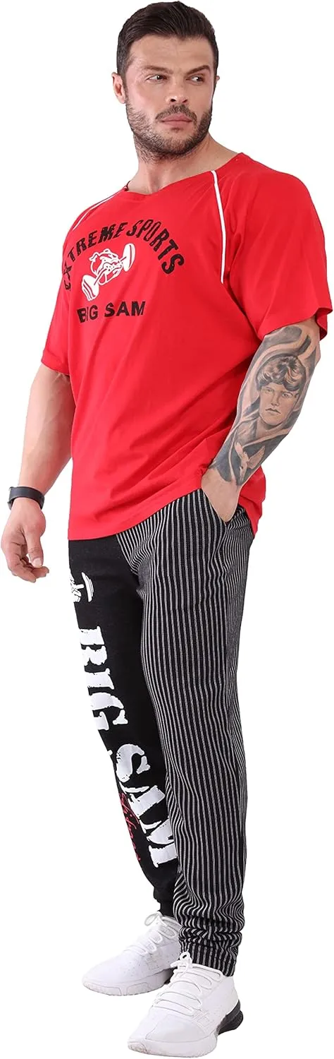 BIG SAM SPORTSWEAR COMPANY Men's Bodybuilding Activewear Workout Oversize T-Shirt