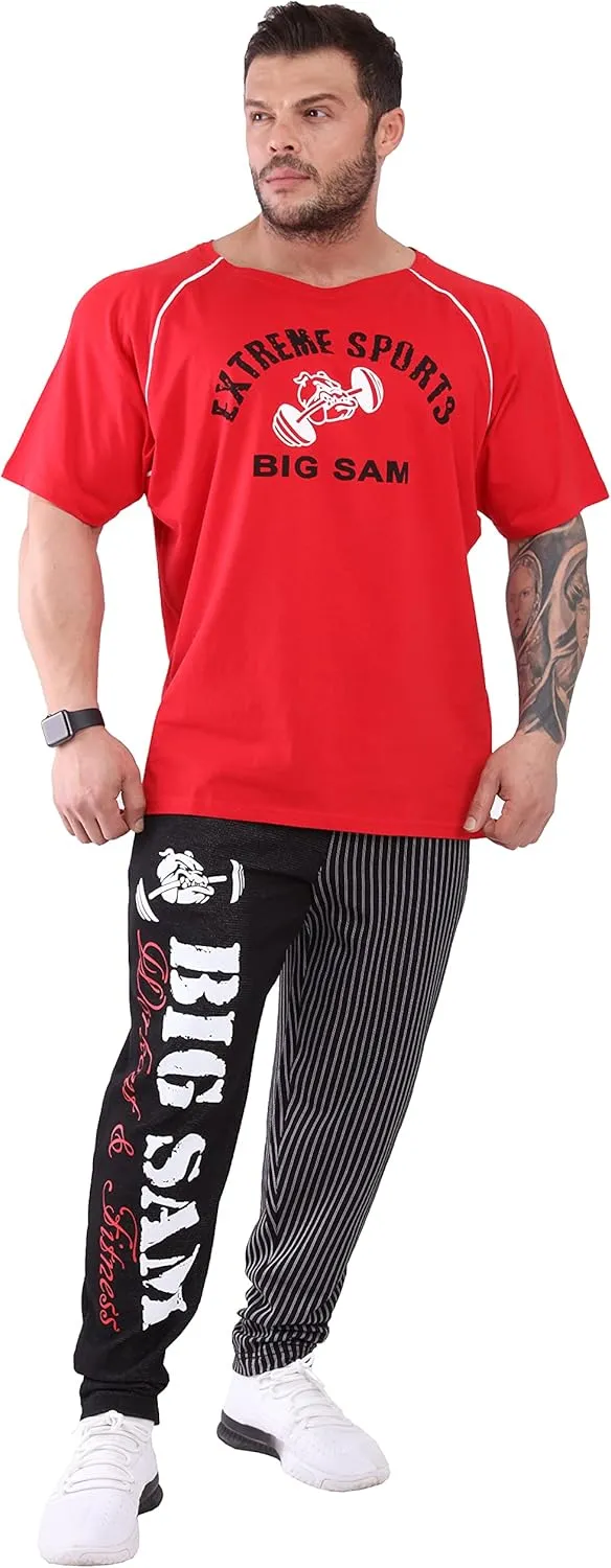 BIG SAM SPORTSWEAR COMPANY Men's Bodybuilding Activewear Workout Oversize T-Shirt