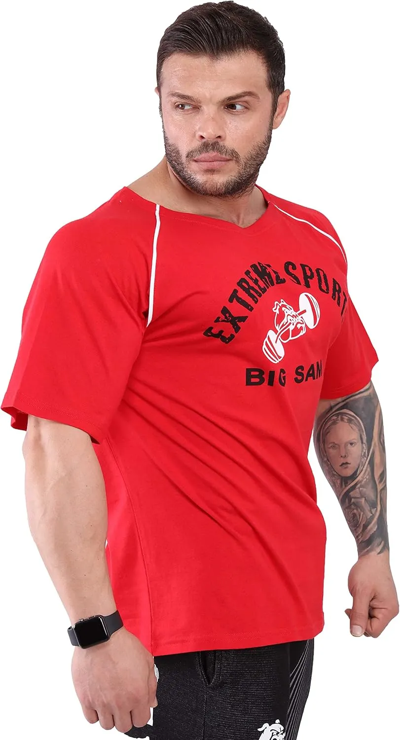 BIG SAM SPORTSWEAR COMPANY Men's Bodybuilding Activewear Workout Oversize T-Shirt