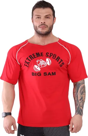 BIG SAM SPORTSWEAR COMPANY Men's Bodybuilding Activewear Workout Oversize T-Shirt