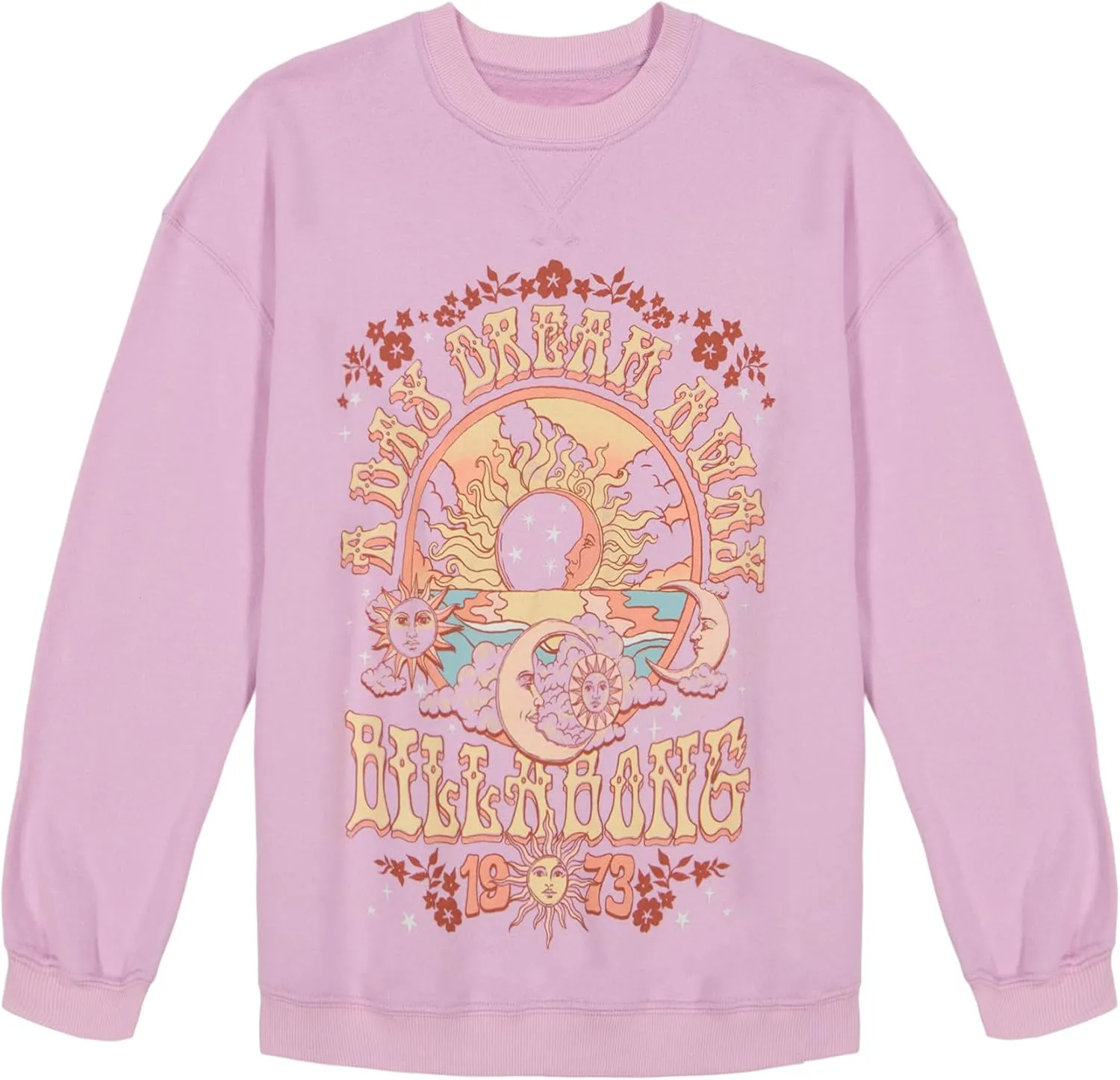 Billabong Girls' French Terry Pullover Crewneck Sweatshirt, Soft & Comfortable