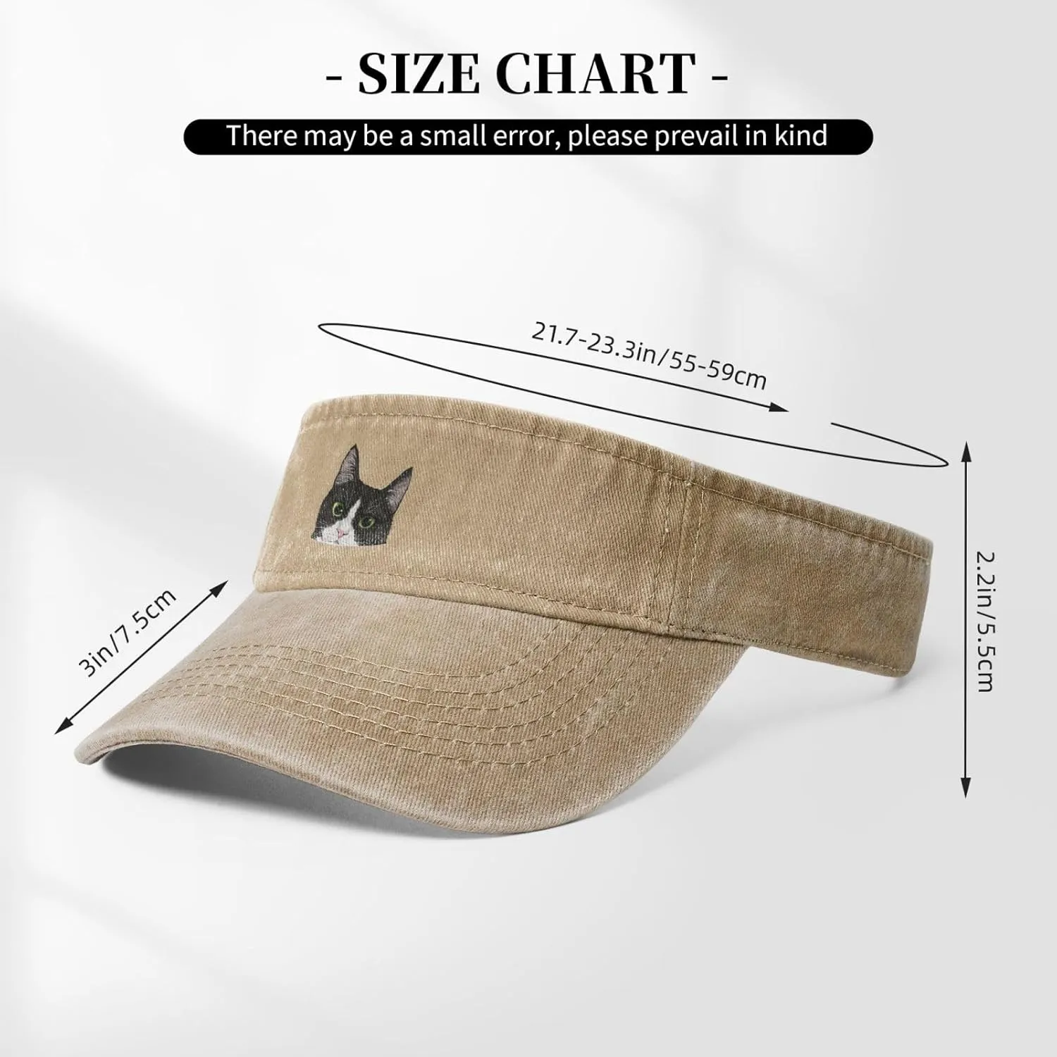 Black White Tuxedo Cat Sport Sun Visor Hats for Men & Women Empty Top Baseball Cap Sunscreen Visor Caps,Black
