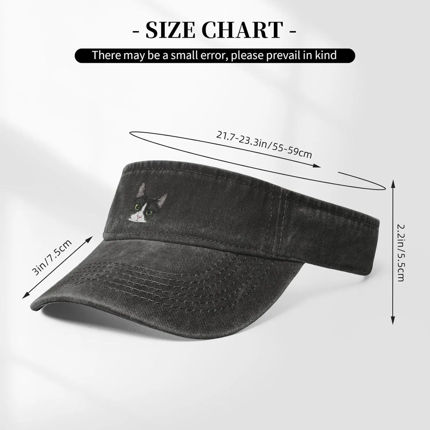Black White Tuxedo Cat Sport Sun Visor Hats for Men & Women Empty Top Baseball Cap Sunscreen Visor Caps,Black