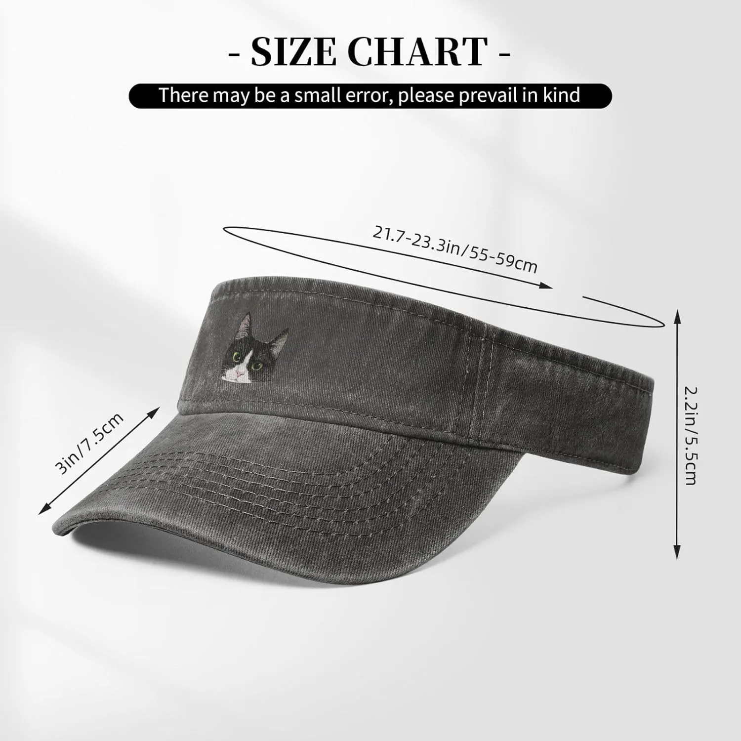 Black White Tuxedo Cat Sport Sun Visor Hats for Men & Women Empty Top Baseball Cap Sunscreen Visor Caps,Black