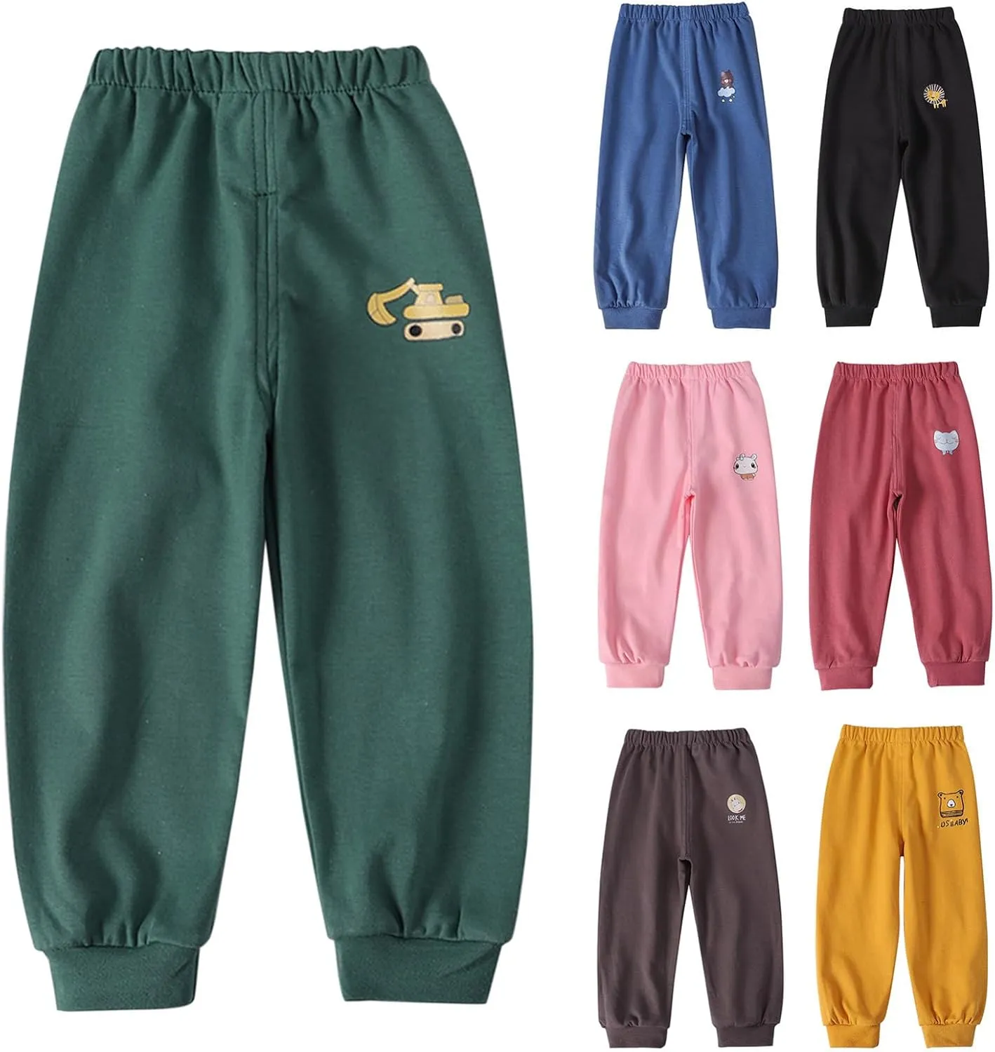 Boy Girl Joggers Sweatpants Kids School Tracksuit Bottoms Trousers Elasticity Adjustable Activewear with Pocket
