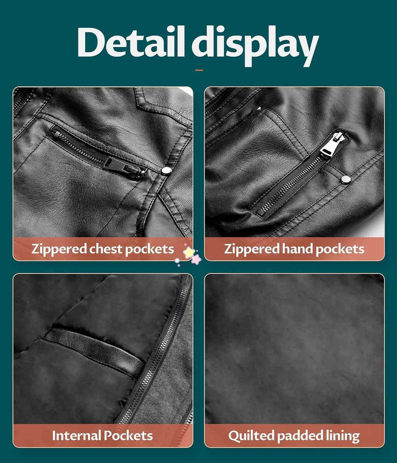 Boy's Faux Leather Jacket Windproof Warm Winter Coat Kids Bomber Outerwear Waterproof PU Motorcycle Jacket