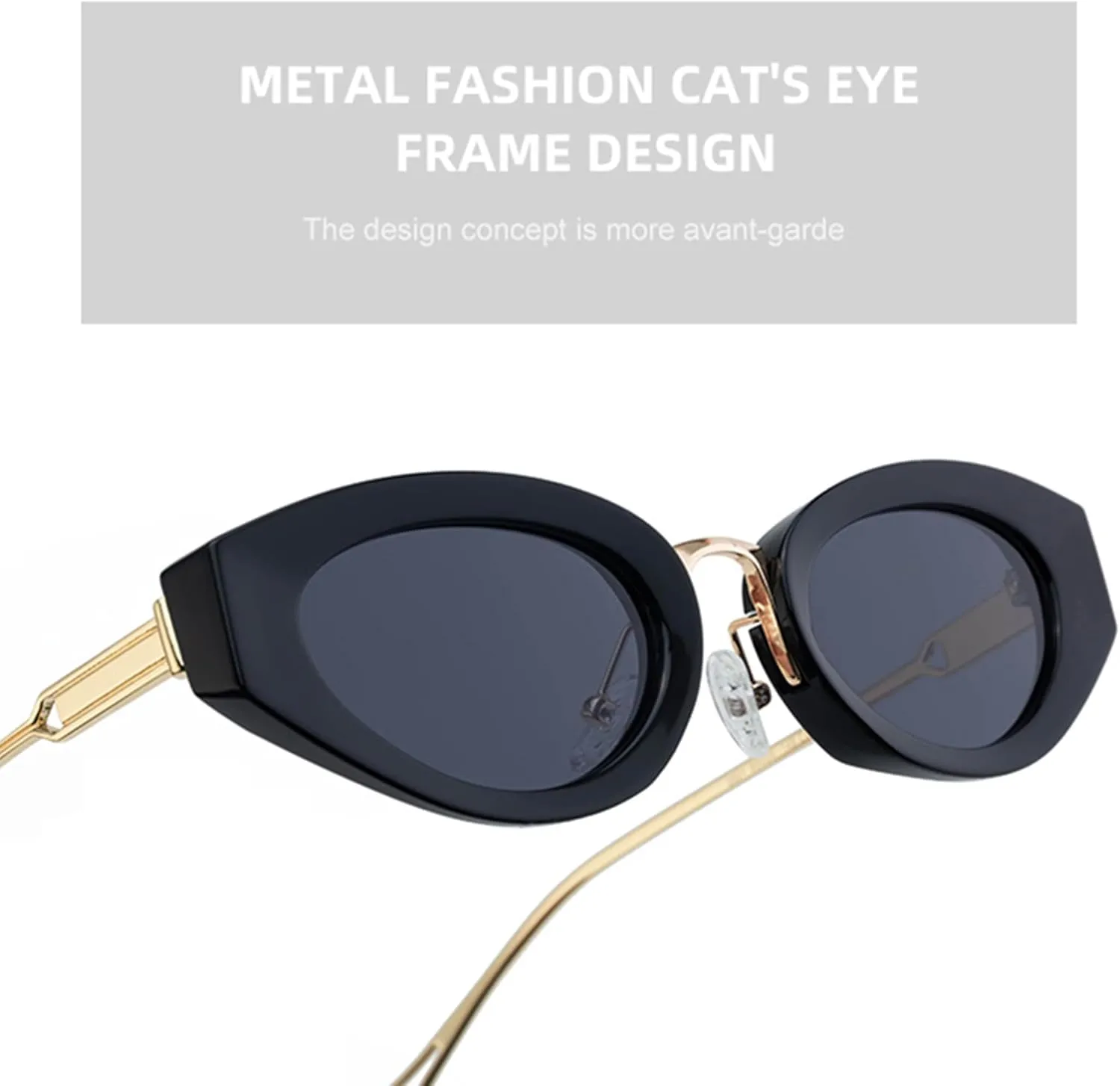 bullabulling Vintage Steampunk Cat Eye Sunglasses for Women Men Fashion Semi-Metal Frame Hip-hop punk Glasses UV400