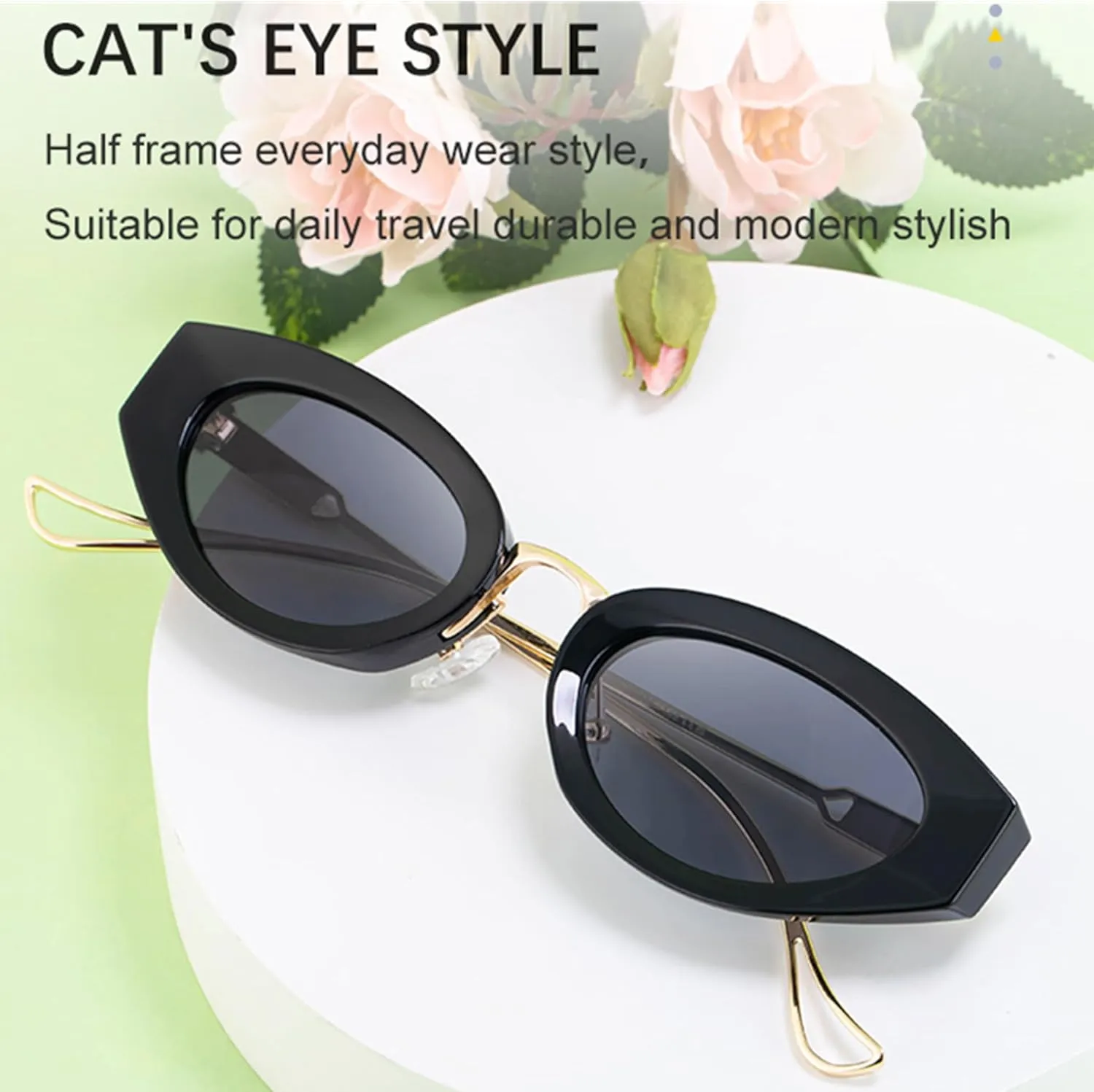 bullabulling Vintage Steampunk Cat Eye Sunglasses for Women Men Fashion Semi-Metal Frame Hip-hop punk Glasses UV400