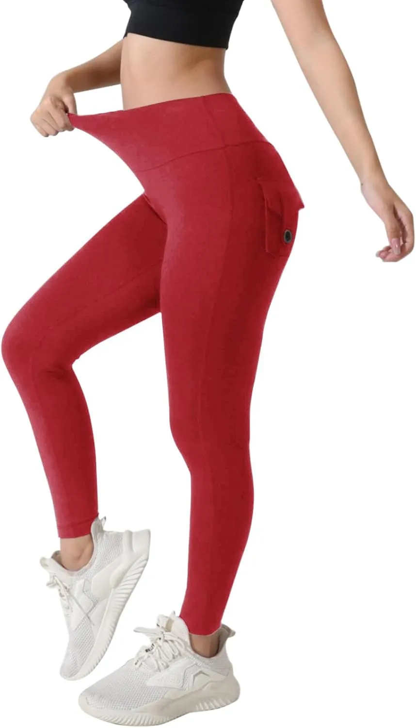 Butt Lifting Leggings with Pockets for Women Stretch Cargo Leggings High Waist Womens Yoga Pants with Phone Pocket