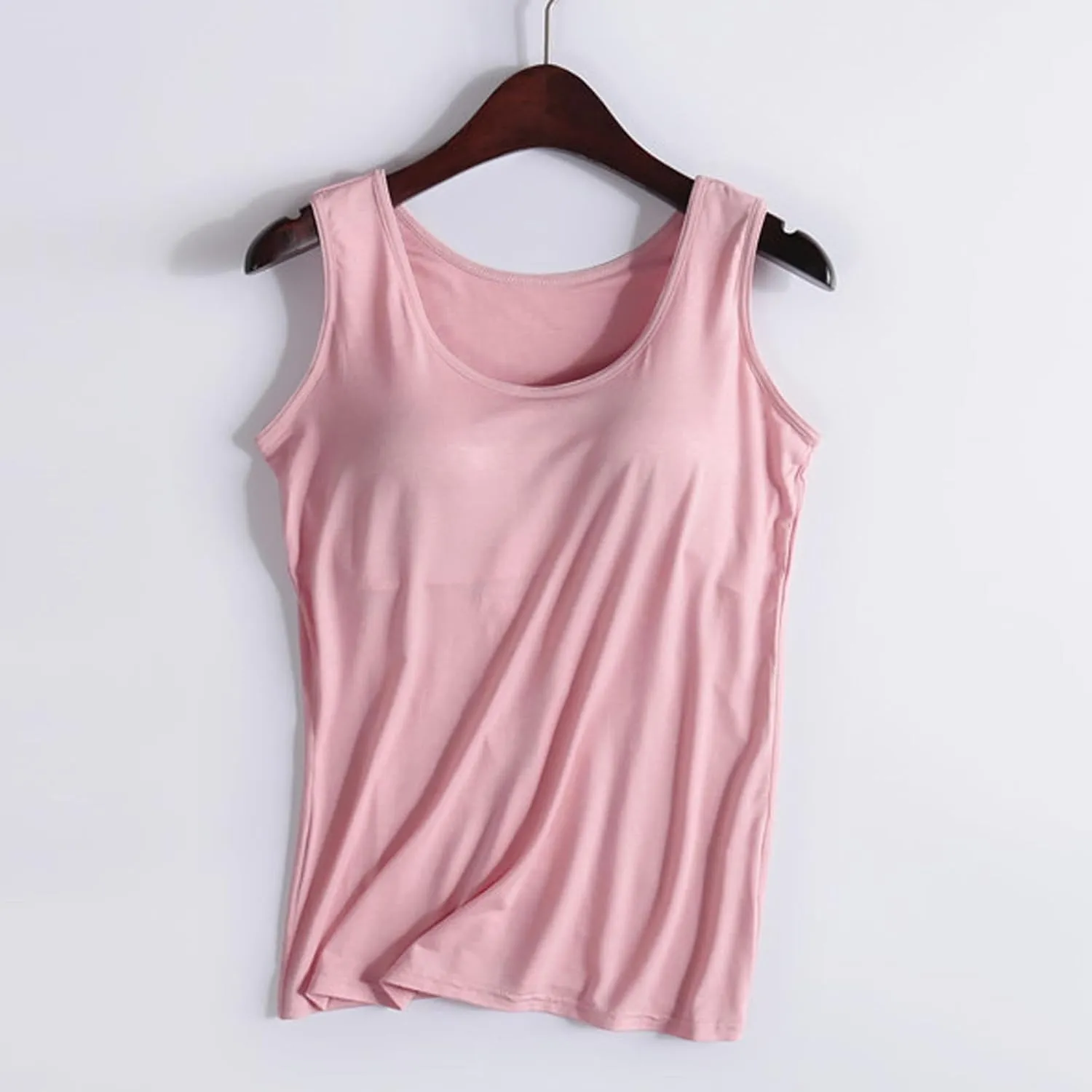 Camisole Tops for Women Built in Bra Casual Scoop Neck Sleeveless Yoga Shirts Basic Padded Tank Tops Summer Clothes