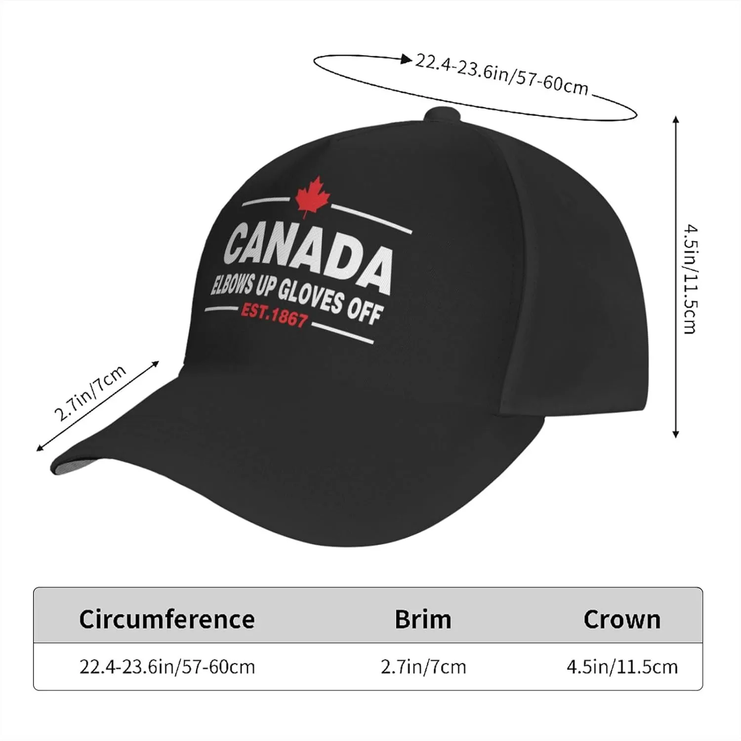 Canada Elbows Up Gloves Off Dad Hats Fashionable Baseball Cap Brim Trucker Hats Black