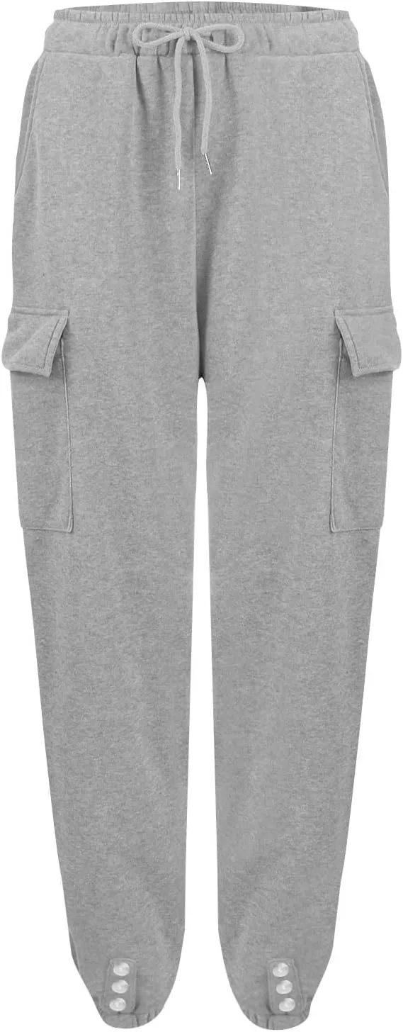 Cargo Joggers for Women High Waisted Sweatpants with Pockets Fleece Lined Comfy Athletic Pants Sweat Pants