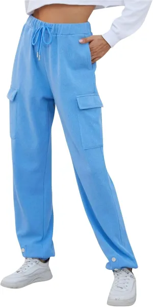 Cargo Joggers for Women High Waisted Sweatpants with Pockets Fleece Lined Comfy Athletic Pants Sweat Pants