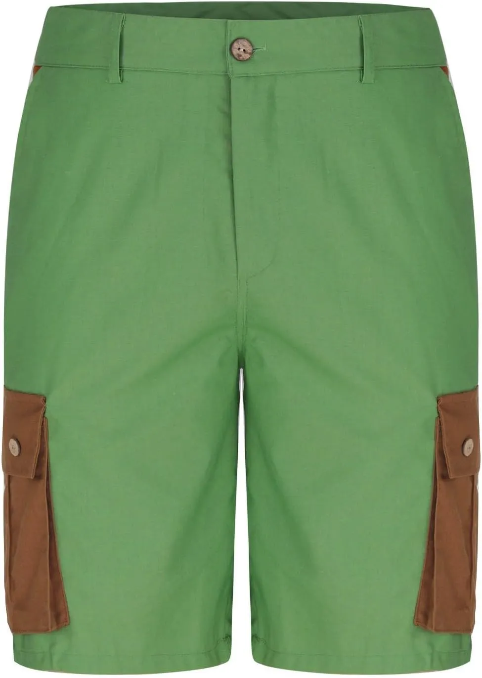 Cargo Linen Shorts Men Drawstring Casual Shorts with Brown Button Pockets Relaxed Fit Summer Beach Clothes