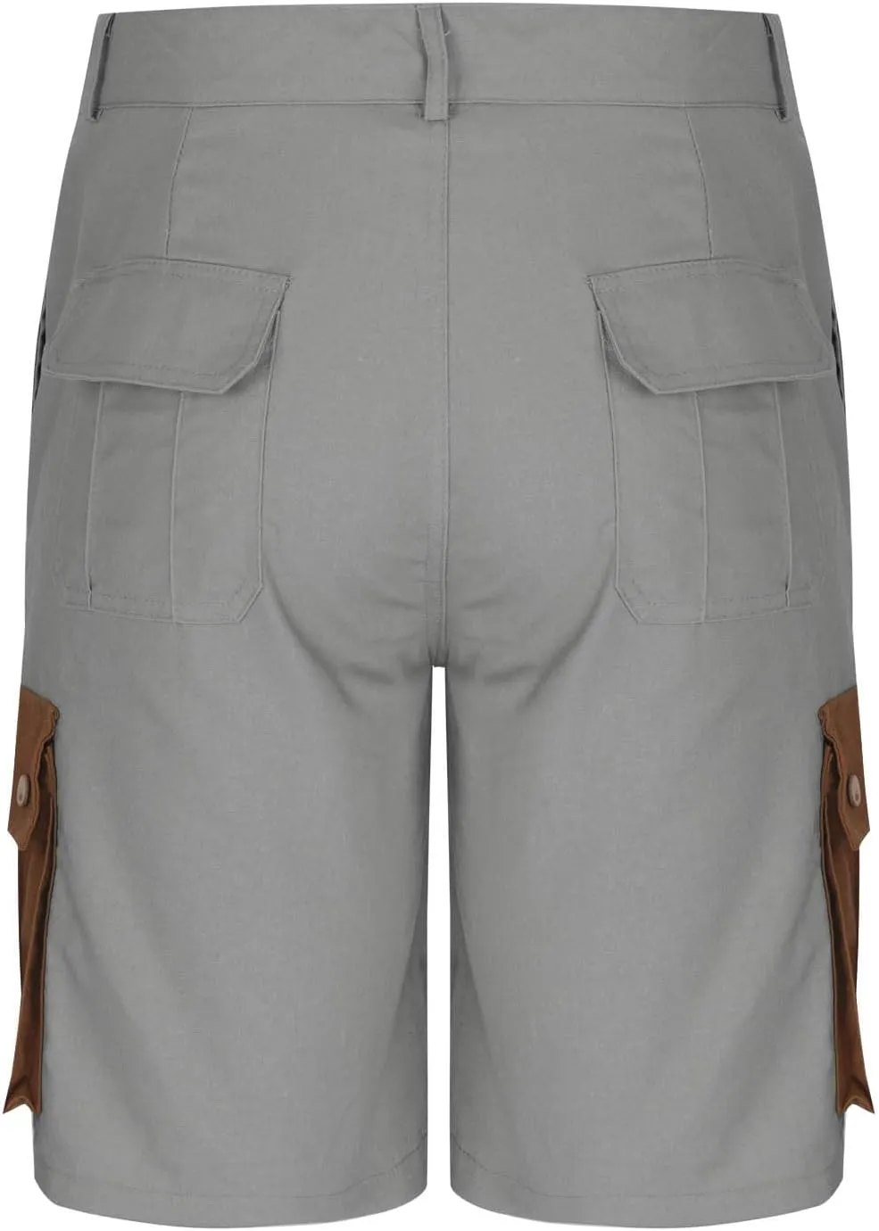 Cargo Linen Shorts Men Drawstring Casual Shorts with Brown Button Pockets Relaxed Fit Summer Beach Clothes