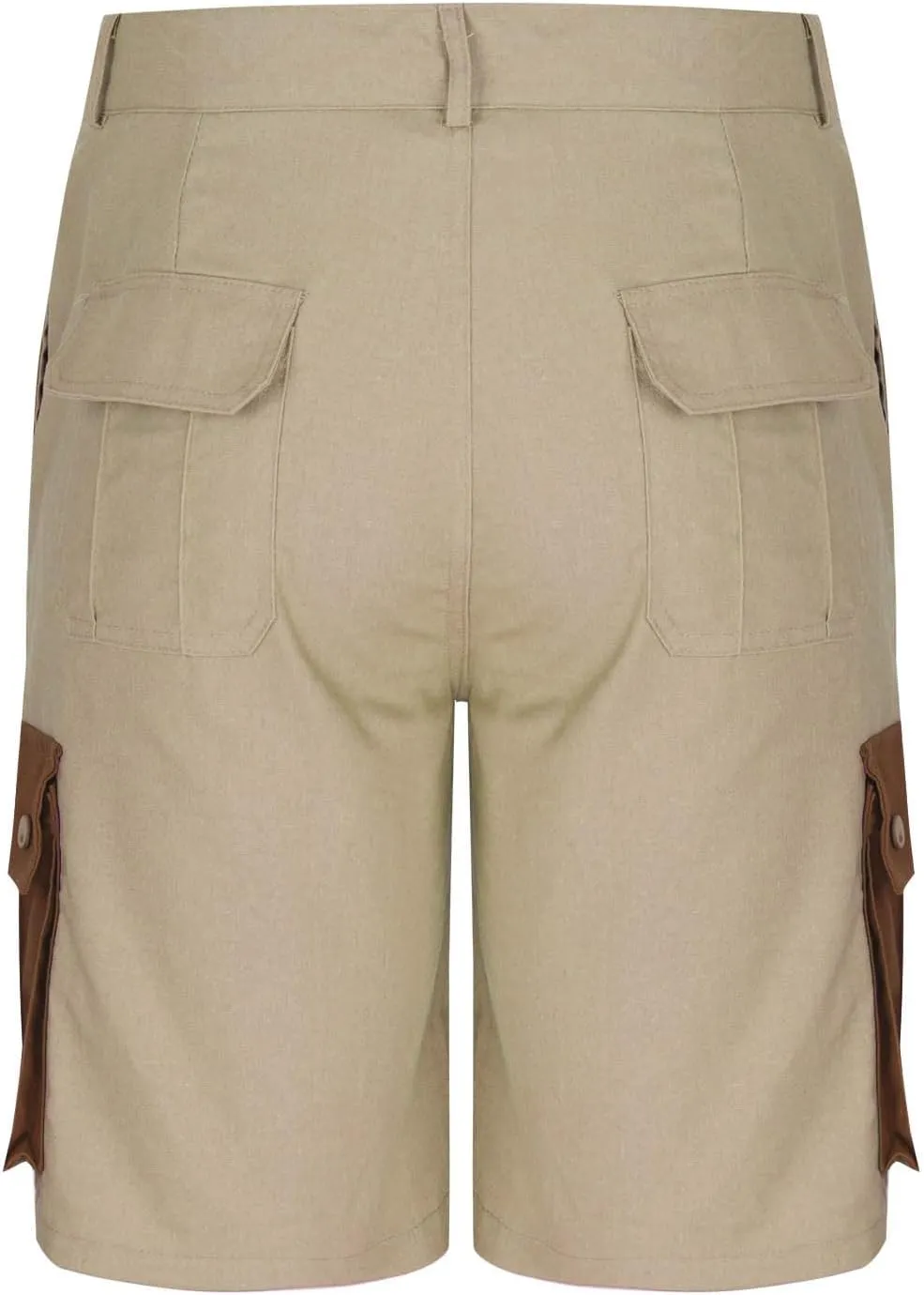 Cargo Linen Shorts Men Drawstring Casual Shorts with Brown Button Pockets Relaxed Fit Summer Beach Clothes