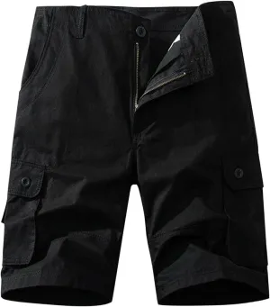 Cargo Shorts for Men Multi Pockets Relaxed Fit Below Knee Camouflage Shorts Button Classic Outdoor Tactical Outfits
