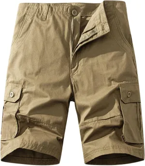 Cargo Shorts for Men Multi Pockets Relaxed Fit Below Knee Camouflage Shorts Button Classic Outdoor Tactical Outfits