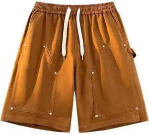 Cargo Shorts for Men Relaxed Fit Elastic Drawstring Shorts Summer Beach Fashion Athletic Outfits with Pockets