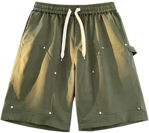 Cargo Shorts for Men Relaxed Fit Elastic Drawstring Shorts Summer Beach Fashion Athletic Outfits with Pockets