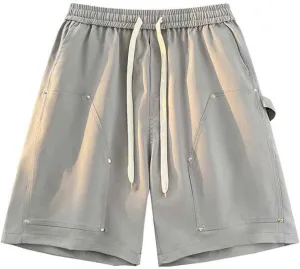Cargo Shorts for Men Relaxed Fit Elastic Drawstring Shorts Summer Beach Fashion Athletic Outfits with Pockets