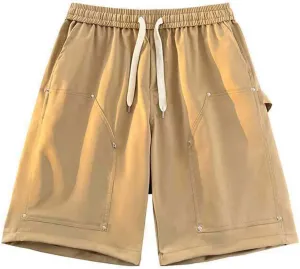 Cargo Shorts for Men Relaxed Fit Elastic Drawstring Shorts Summer Beach Fashion Athletic Outfits with Pockets