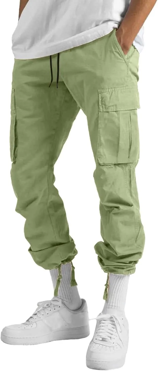 Cargo Sweatpants for Men Baggy Open Bottom Loose Pants Straight Leg Athletic Work Pants Hiking Streetwear Joggers