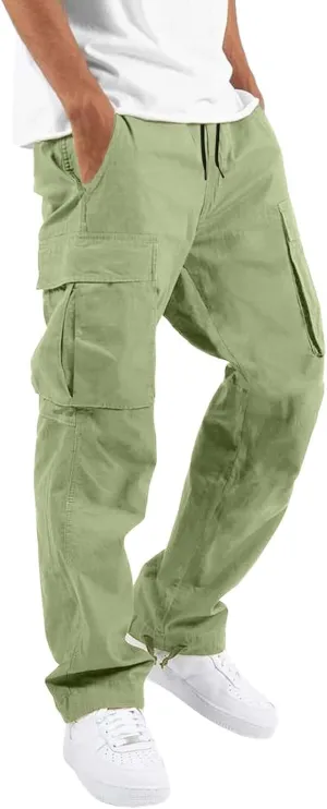 Cargo Sweatpants for Men Baggy Open Bottom Loose Pants Straight Leg Athletic Work Pants Hiking Streetwear Joggers