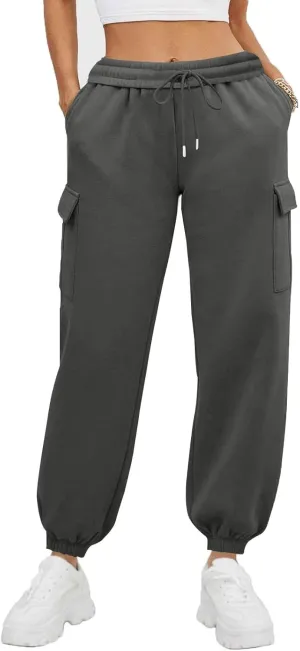 Cargo Sweatpants for Women High Waisted Baggy Fleece Lined Joggers Casual Running Athletic Thermal Workout Pants